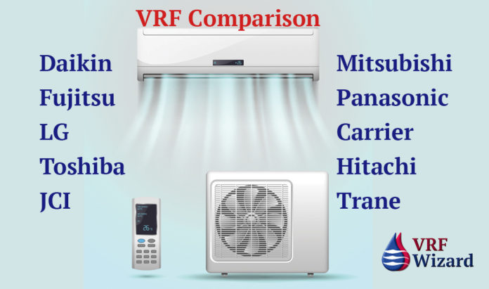 VRF Manufacture Comparison, Daikin, Mitsubishi, LG, Toshiba, Carrier, Trane, Fujitsu, Panasonic, Hitachi